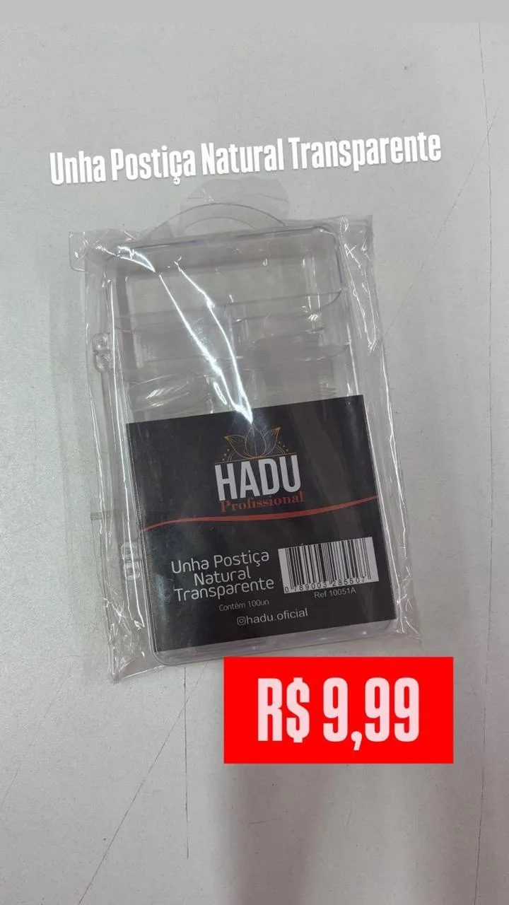 UNHA POSTIÇA TRANSPARENTE HADU C/100UND REF-10051A