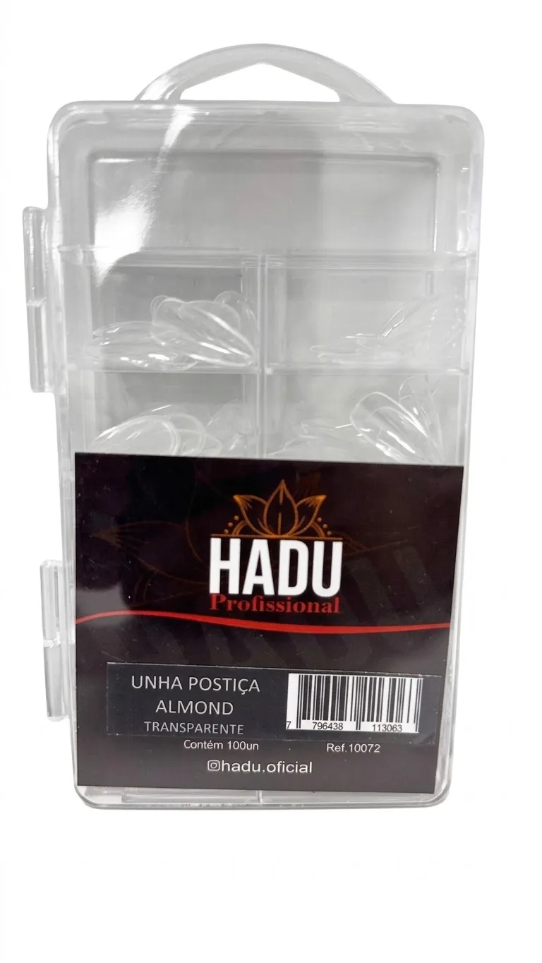 UNHA POSTIÇA ALMOND HADU TRANSPARENTE C/100UND