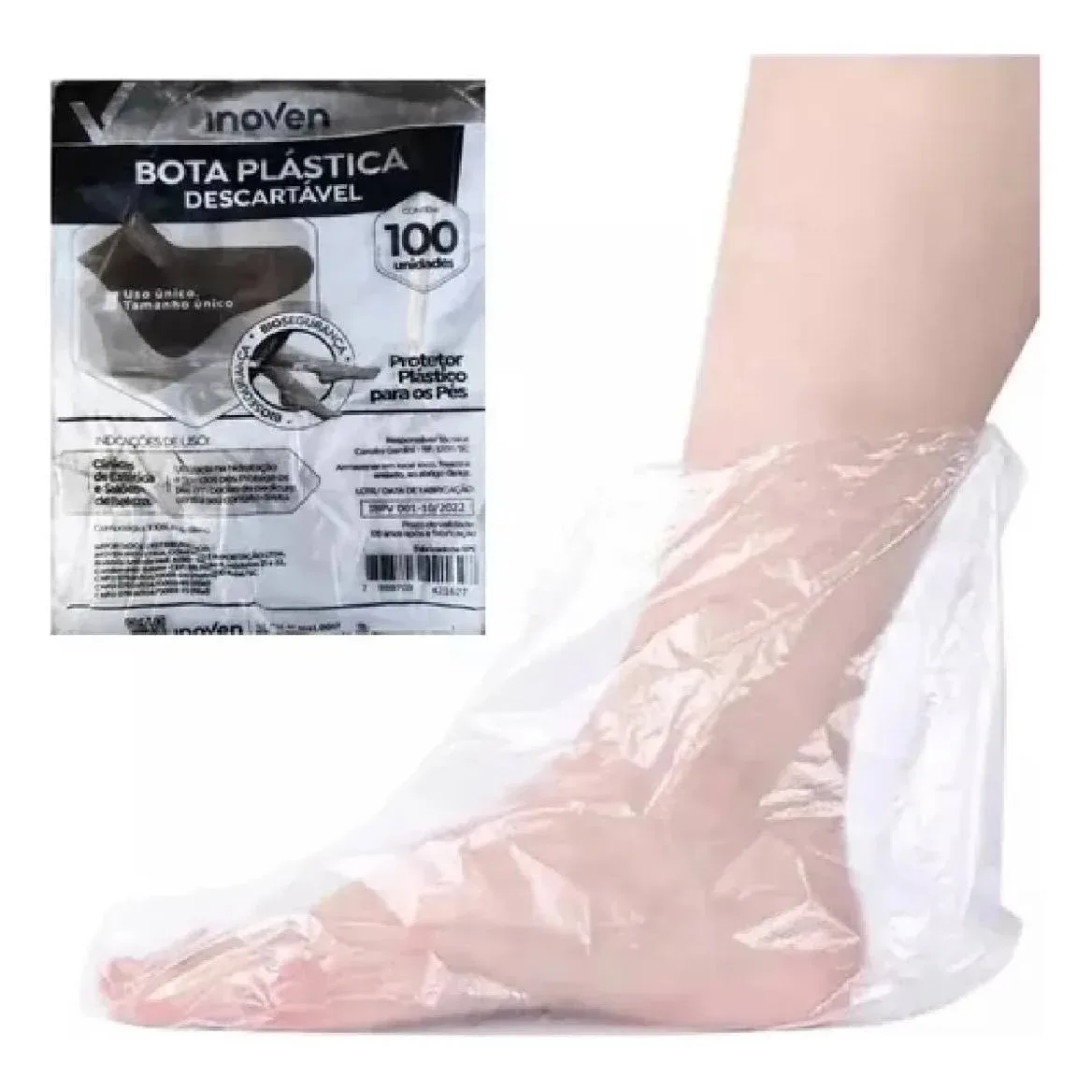 BOTA PLASTICA DESCARTAVEL INOVEN 100UN